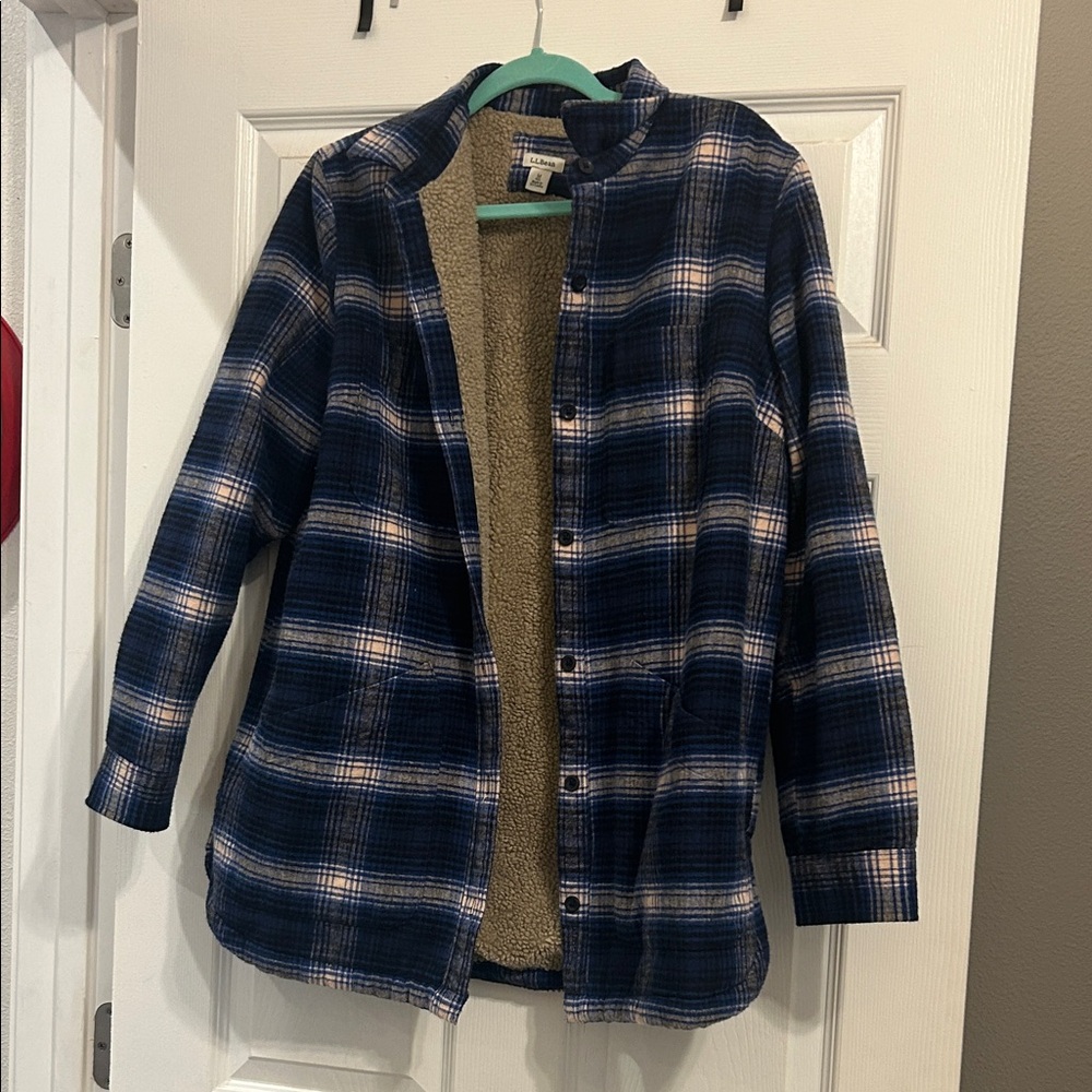 LL Bean Blue and Cream Plaid Jacket